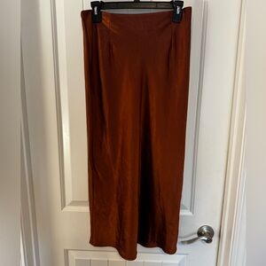 Nasty Gal Rust Orange Satin Midi Skirt